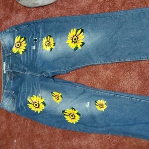 Jeans sunflower design